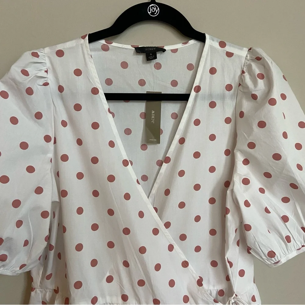 Polly & Esther White Wrap Midi Dress with Pink Polka Dots